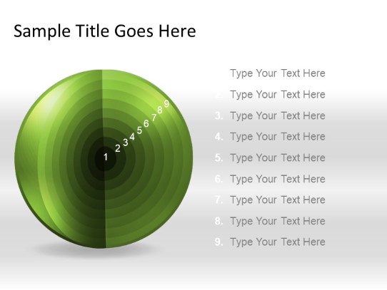 Targetsphere A 9green PowerPoint PPT Slide design