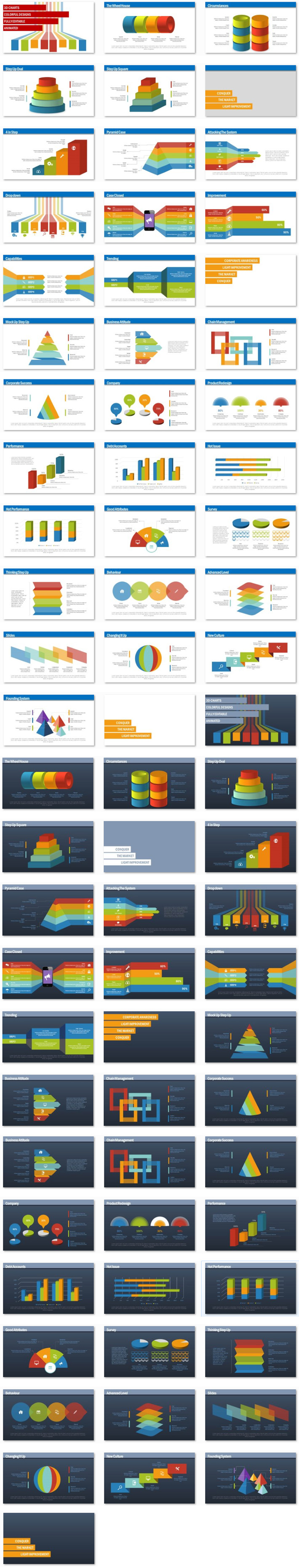 NEW Power Presentation: Infographics 3D Set PPT Premium PowerPoint Presentation Template Slide Set