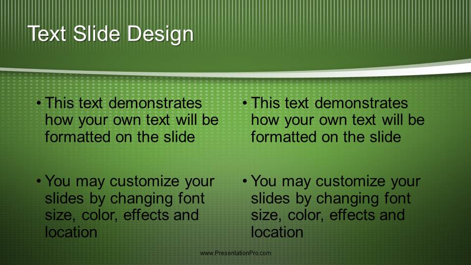 Swoosh Green Widescreen PowerPoint Template text slide design