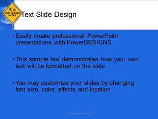 Challenges Ahead PowerPoint Template text slide design