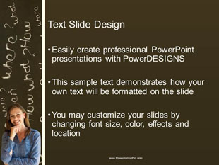 Questions On Board B PowerPoint Template text slide design