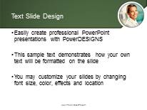 Successful Female Green PowerPoint Template text slide design