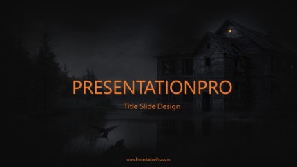 Halloween Cabin on a Lake Widescreen PowerPoint Template text slide design
