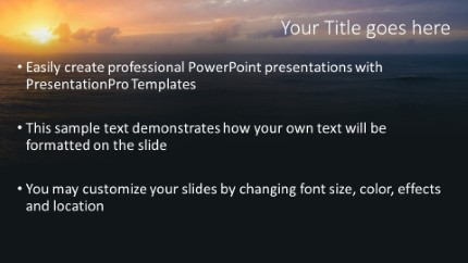 Ocean Sunrise Widescreen PowerPoint Template text slide design