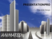 Animated City Sky Widescreen PPT PowerPoint Animated Template Background
