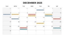 2023 Calendars Monthly Sunday December