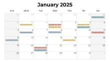 2025 Calendar All Months Grid