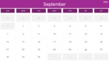 2025 Calendar Month Color Grid 09 September