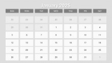 2025 Calendar Monthly Image 01 January