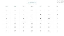 2025 Calendar Monthly Min 01 January