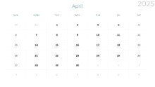 2025 Calendar Monthly Min 04 April