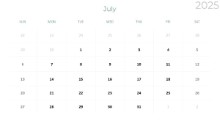 2025 Calendar Monthly Min 07 July