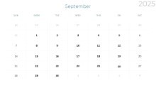 2025 Calendar Monthly Min 09 September