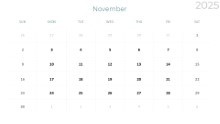 2025 Calendar Monthly Min 11 November