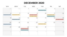 Calendars 2020 Monthly Sunday December
