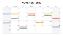 Calendars 2020 Monthly Sunday November