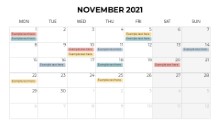 Calendars 2021 Monthly Monday November