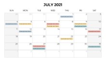Calendars 2021 Monthly Sunday July