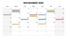 Calendars 2021 Monthly Sunday November