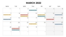 Calendars 2022 Monthly Monday March