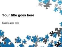 PowerPoint Templates - Puzzle Scatter Blue