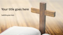 Open Bible Cross Widescreen PPT PowerPoint Template Background