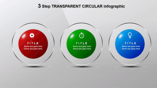 3 step Transparent Circle Process PowerPoint PPT Design