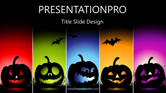 Pumkins In Colors 01 Widescreen PowerPoint Template title slide design