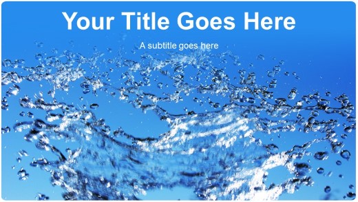 Water Splash Widescreen PowerPoint Template title slide design