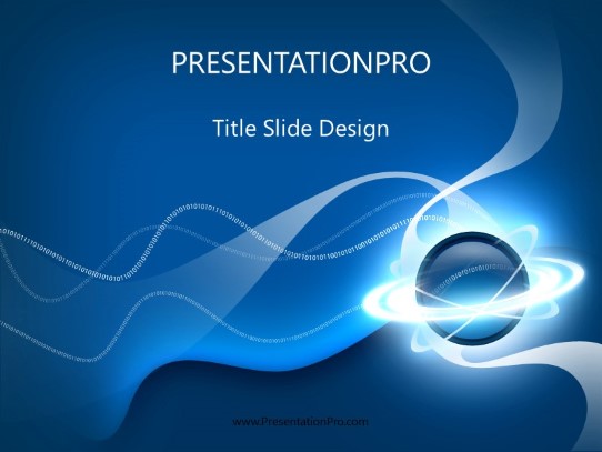 Whirly Orb Blue PowerPoint Template title slide design