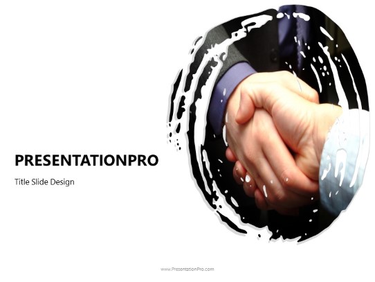 paint brush circle hand shake wide PowerPoint Template title slide design