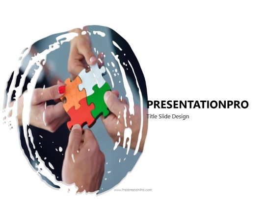 paint brush circle puzzle wide PowerPoint Template title slide design