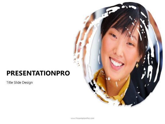 paint brush circle woman wide PowerPoint Template title slide design
