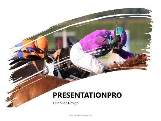 paint brush horse racing 3 wide PowerPoint Template title slide design