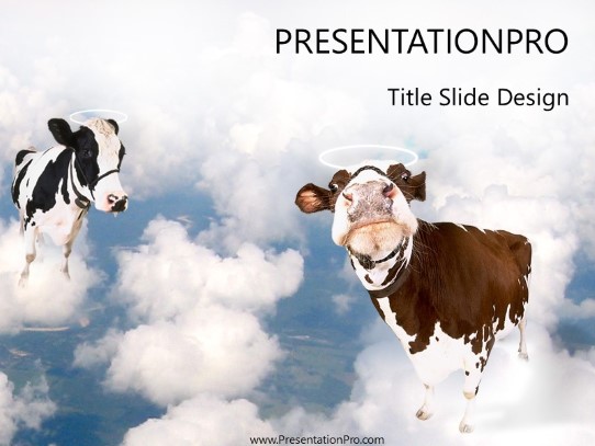 Cows Clouds PowerPoint Template title slide design