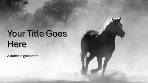 Wild Horses Widescreen PowerPoint Template title slide design