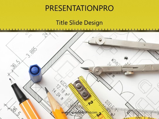 Drawing Tools PowerPoint Template title slide design