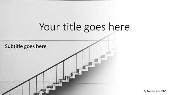 White Stairs Widescreen PowerPoint Template title slide design