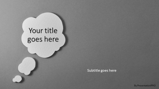 Paper Cloud Callout Gray Widescreen PowerPoint Template title slide design