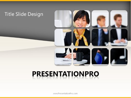 Asian Business Woman PowerPoint Template title slide design