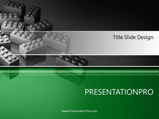 Blocks To Build Green PowerPoint Template title slide design