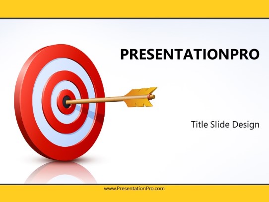 Bullseye Target Arrow Yellow PowerPoint Template title slide design