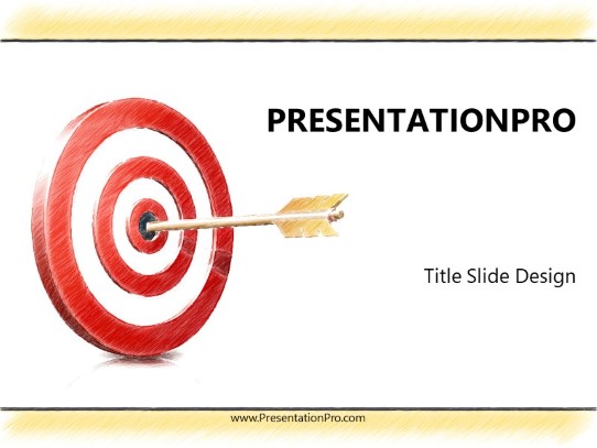 Bullseye Target Arrow Yellow color pen PowerPoint Template title slide design