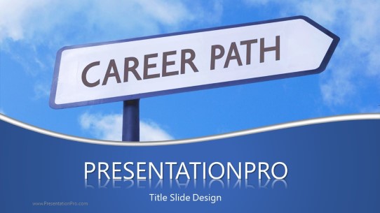 Career Path Sign Widescreen PowerPoint Template title slide design