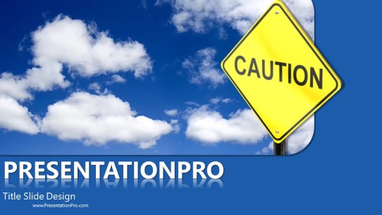 Caution In Clouds Widescreen PowerPoint Template title slide design