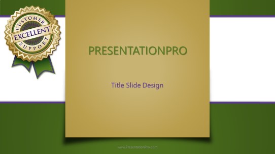 Excellent Support Green Widescreen PowerPoint Template title slide design