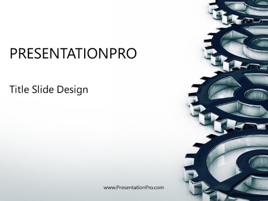 Gears Cogs Working PowerPoint Template title slide design