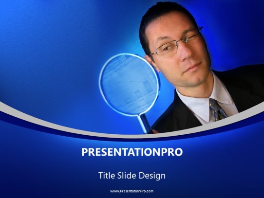 Magnifying Man PowerPoint Template title slide design