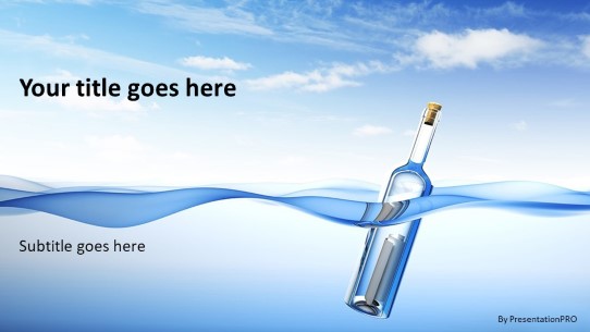 Message Bottle Widescreen PowerPoint Template title slide design