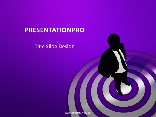 On Bullseye Purple PowerPoint Template title slide design